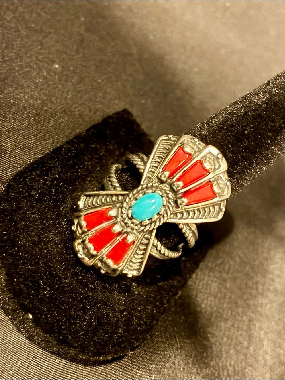 CAROLYN POLLACK Relios Sterling Silver Natural American West Turquoise Size 7